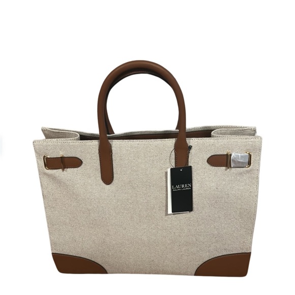 Ralph Lauren Canvas and Brown Leather Tote 
Perfect for your Laptop 💻 - Picture 2 of 3